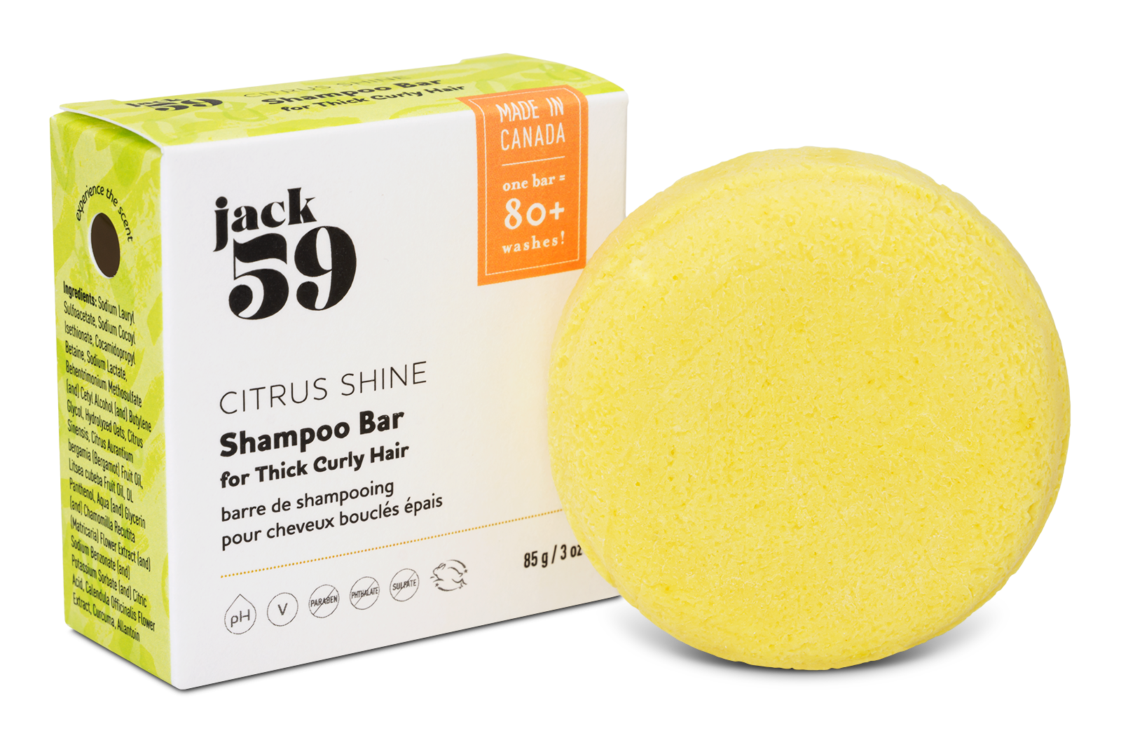 Citrus Shine Shampoo Bar for Curly Hair Jack59