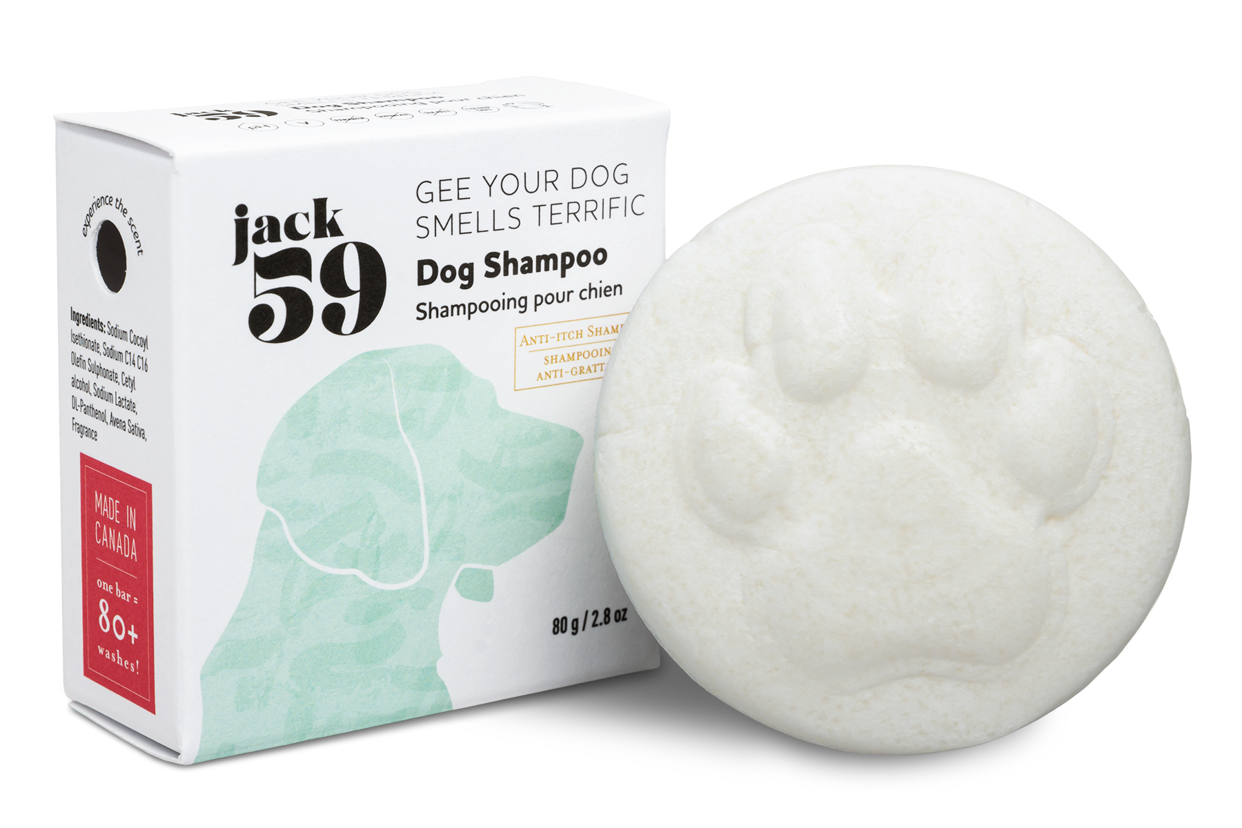 Natural dog top shampoo bar