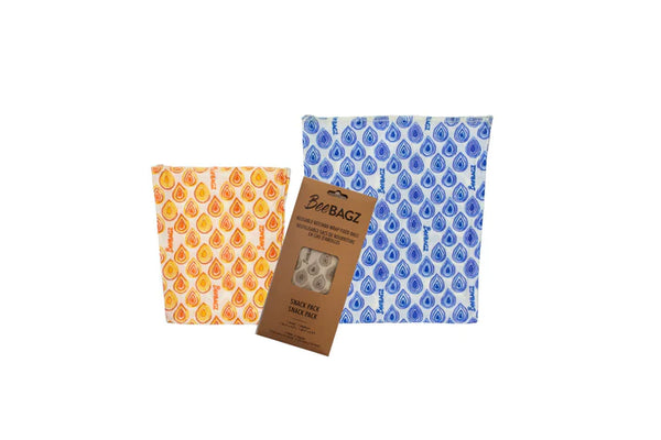 Beebagz - Reusable Beeswax Wrap Food Storage Bags - Snack Pack of 2